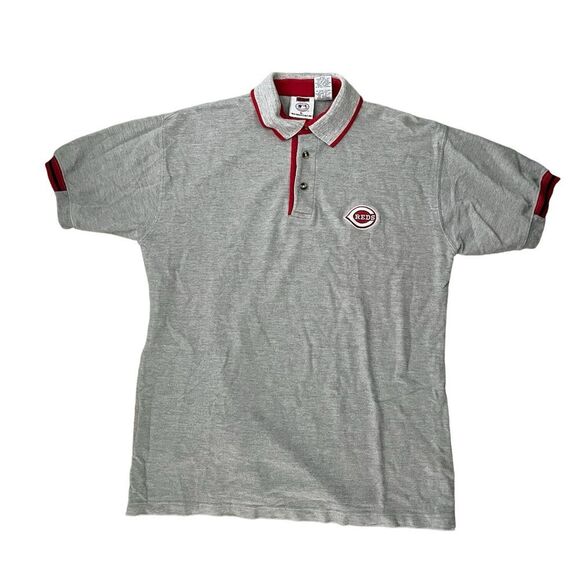 Iron Knights Athletics Cincinnati Reds Polo Grey Size Large - Picture 1 of 6